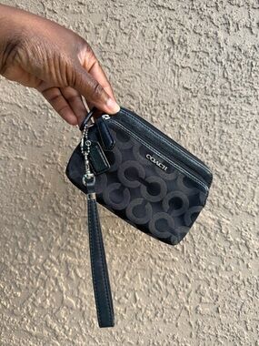 Coach Black Signature 'C' Pattern Wristlet